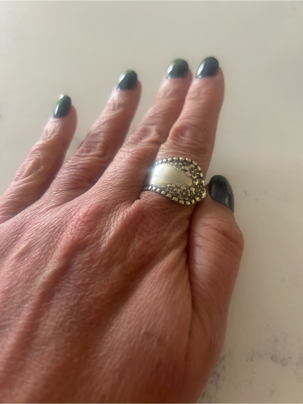 Sterling Silver Statement Spoon Ring - Polished Silver